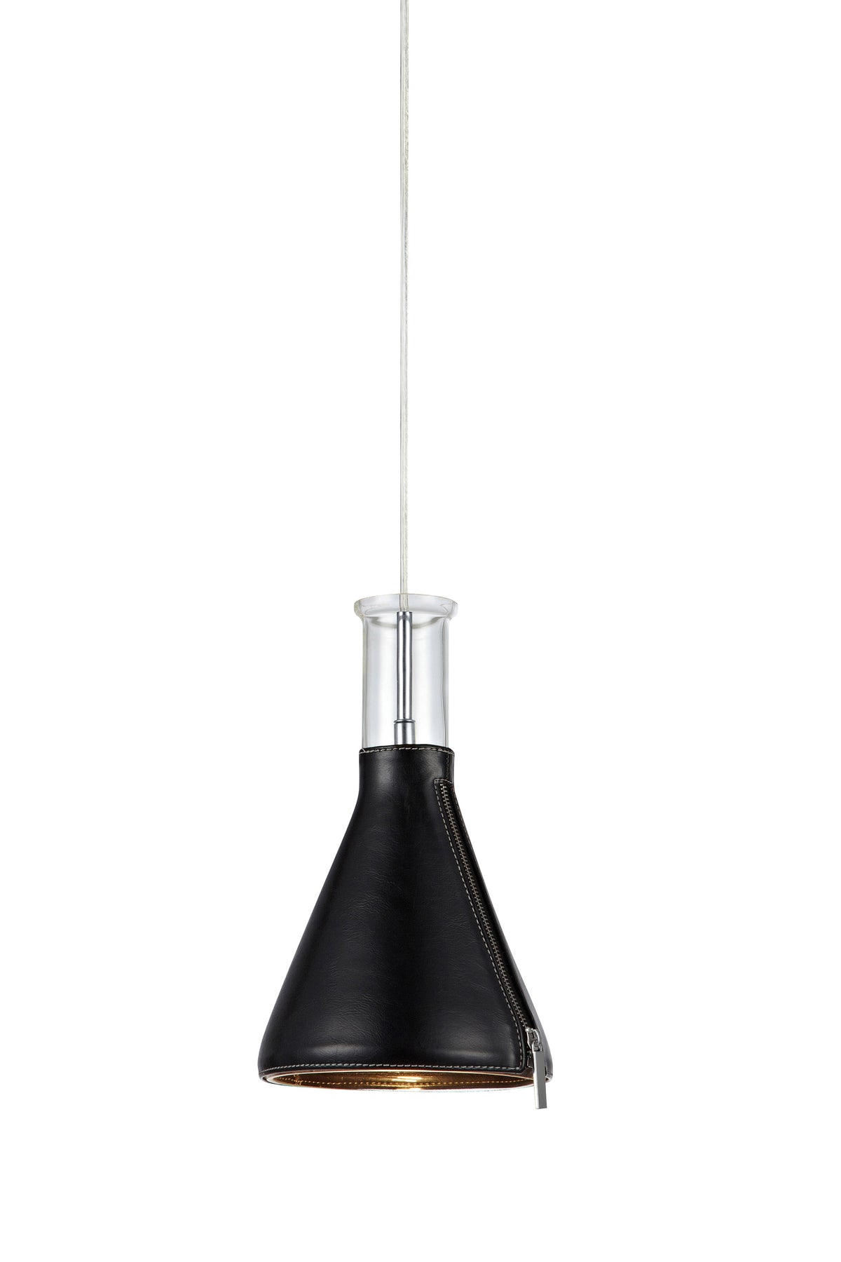 Lampada a sospensione ZIP 1L Trasparente/Cromo/Nero