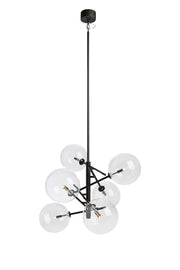 ANDREW Lampada a sospensione 6L Nero/Trasparente