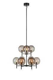 Lampadario CROWN 9L Nero/Fumo