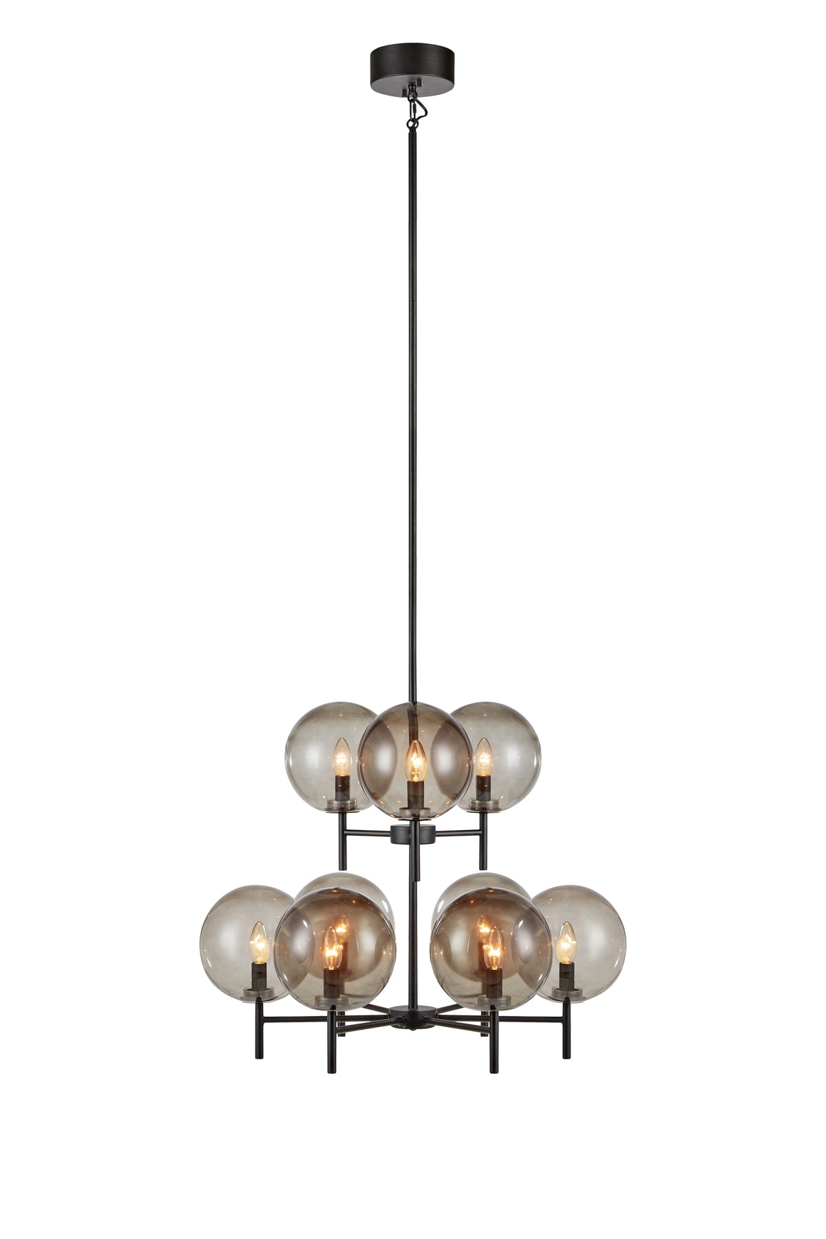 Lampadario CROWN 9L Nero/Fumo