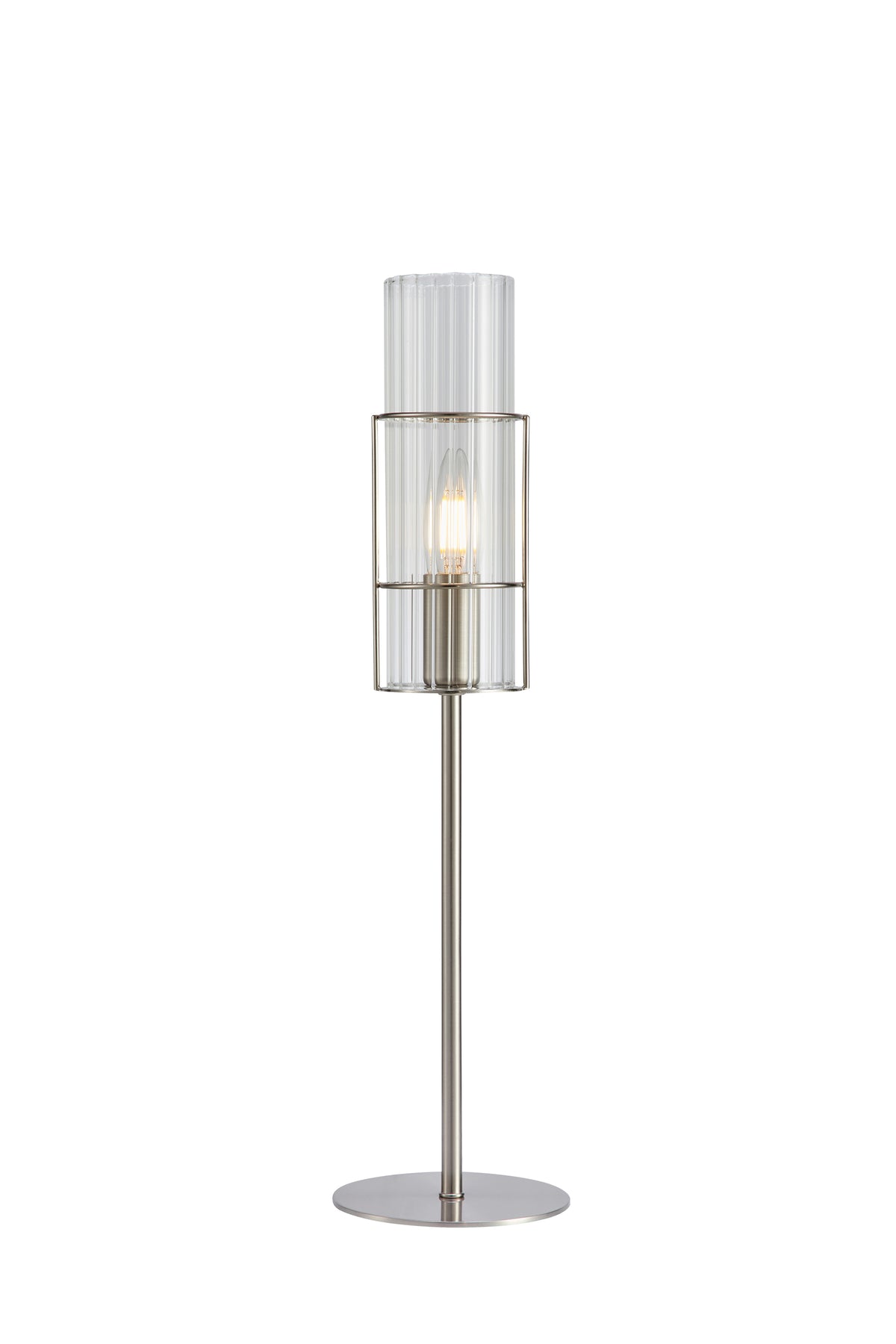 Lampada da tavolo TUBO 1L 50cm Nichel satinato/Trasparente