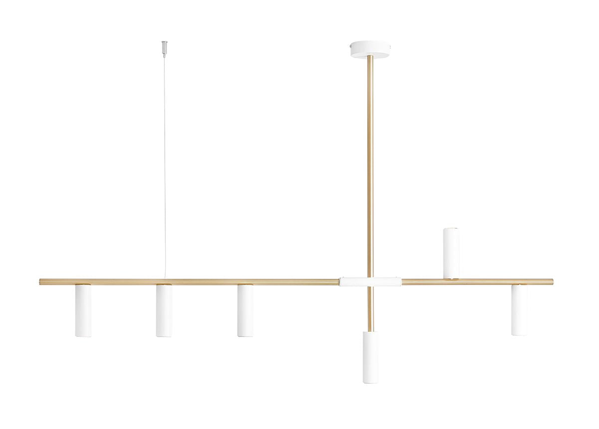 Lampada a sospensione Trevo 6 Bianco e Ottone Aldex