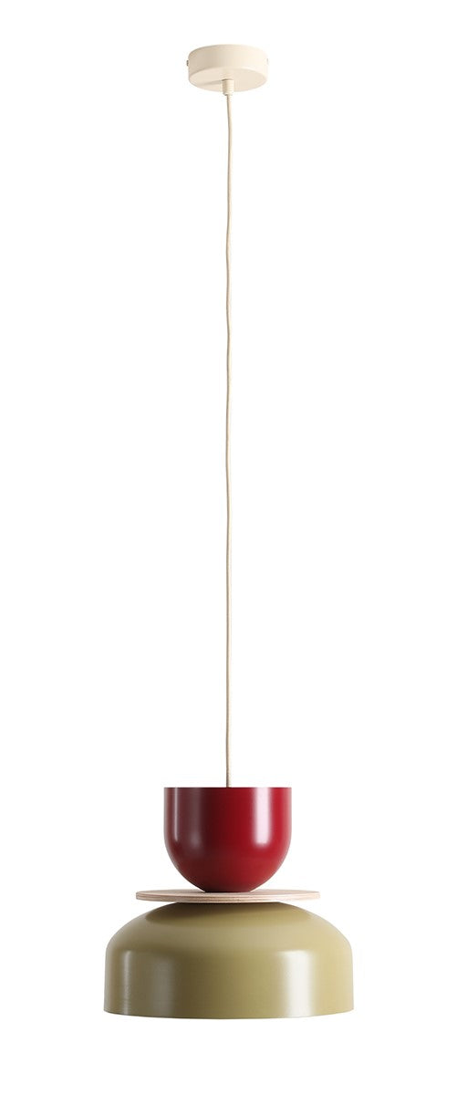 Lampada a sospensione Uto chiaro (30 15 Wood) Bordeaux e Pistacchio Aldex