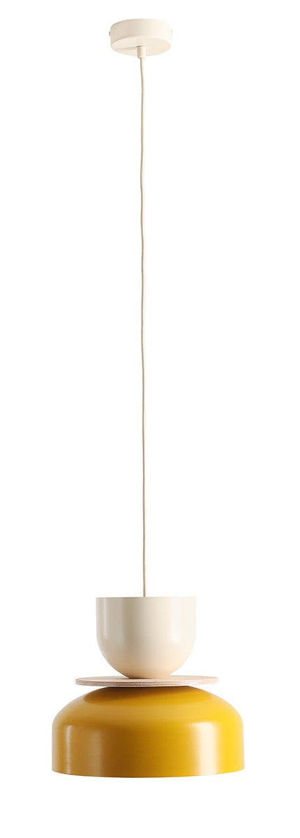 Lampada a sospensione Uto chiaro (30 15 Wood) Senape e Crema Aldex