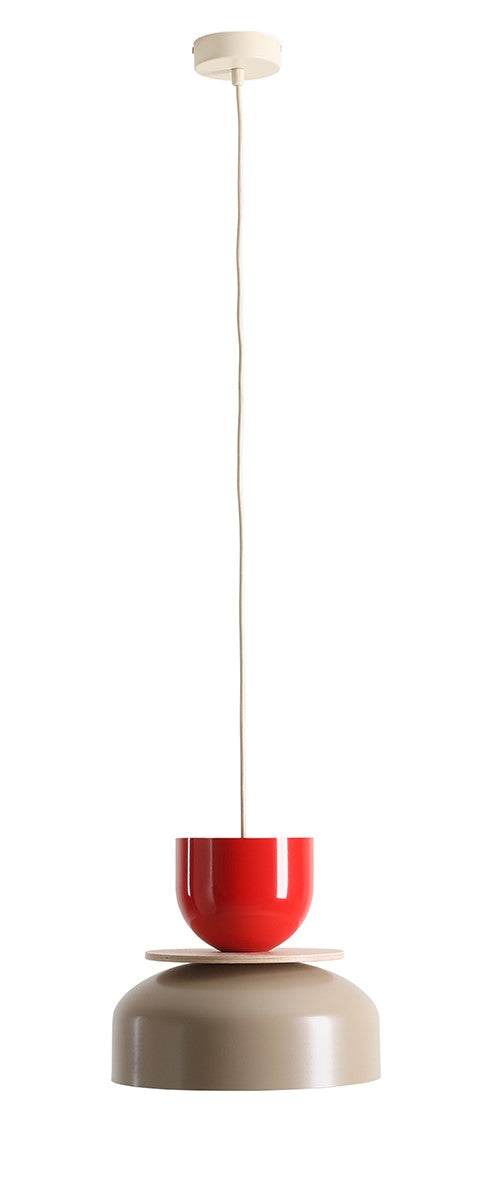 Lampada a sospensione Uto chiaro (30 15 Wood) Rosso peperoncino e Beige Aldex