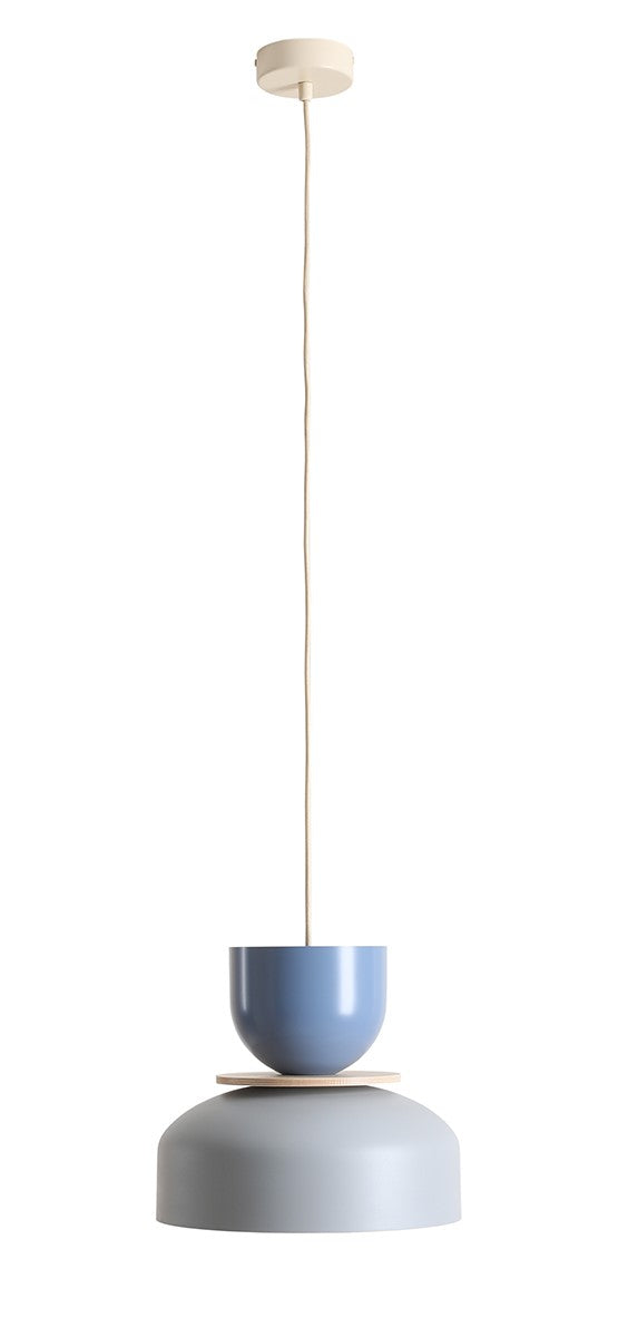 Lampada a sospensione Uto chiaro (30 15 Wood) Blu polvere e Grigio Aldex