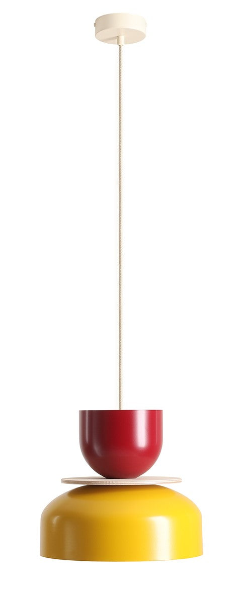 Lampada a sospensione Uto chiaro (30 15 Wood) Bordeaux e Senape Aldex