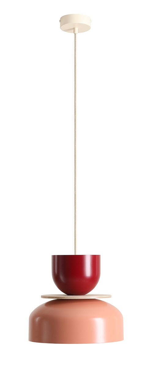 Lampada a sospensione Uto chiaro (30 15 Wood) Bordeaux e Corallo Aldex