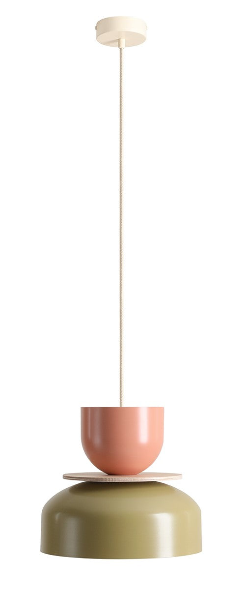 Lampada a sospensione Uto chiaro (30 15 Wood) Pistacchio e Corallo Aldex