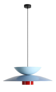 Lampada a sospensione Teya scuro Baby (65+ 37+ 15) Blu polvere e Rosso peperoncino e Blu Aldex