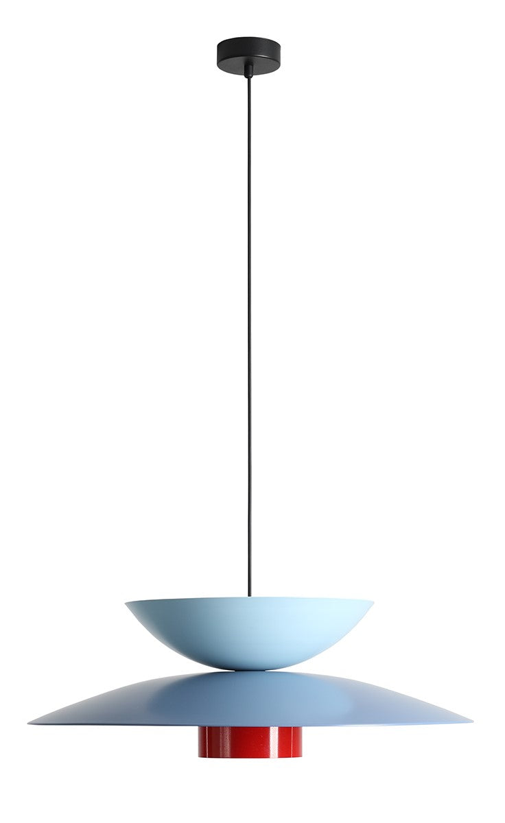 Lampada a sospensione Teya scuro Baby (65+ 37+ 15) Blu polvere e Rosso peperoncino e Blu Aldex
