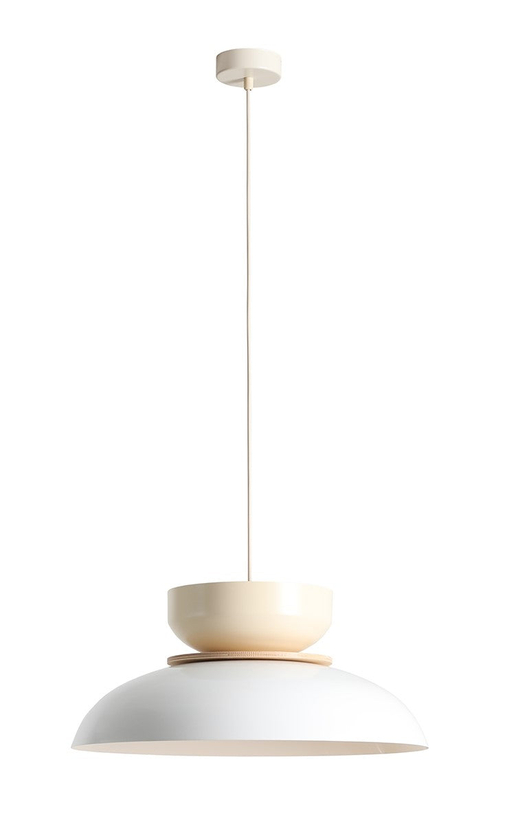 Lampada a sospensione Aldo chiaro Gloss (47+ 23+ Wood) Bianco e Crema Aldex