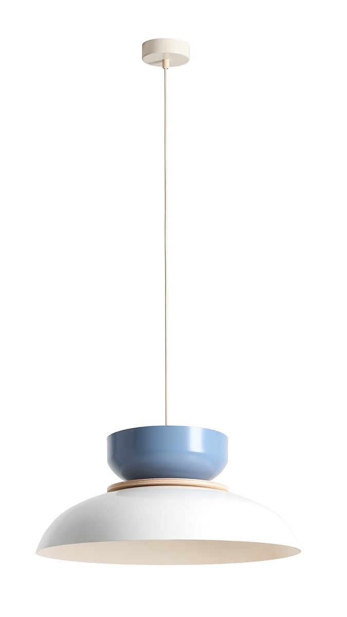 Lampada a sospensione Aldo chiaro Gloss (47+ 23+ Wood) Blu polvere e Bianco Aldex