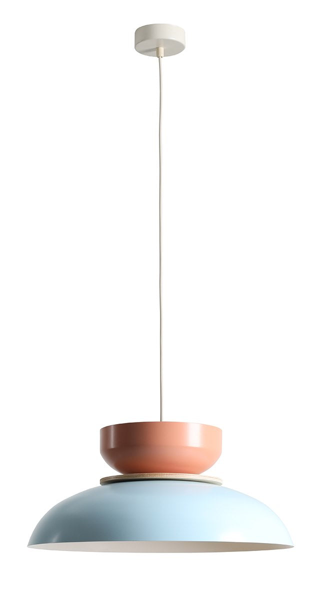 Lampada a sospensione Aldo chiaro Baby (47+ 23+ Wood) Blu e Corallo Aldex
