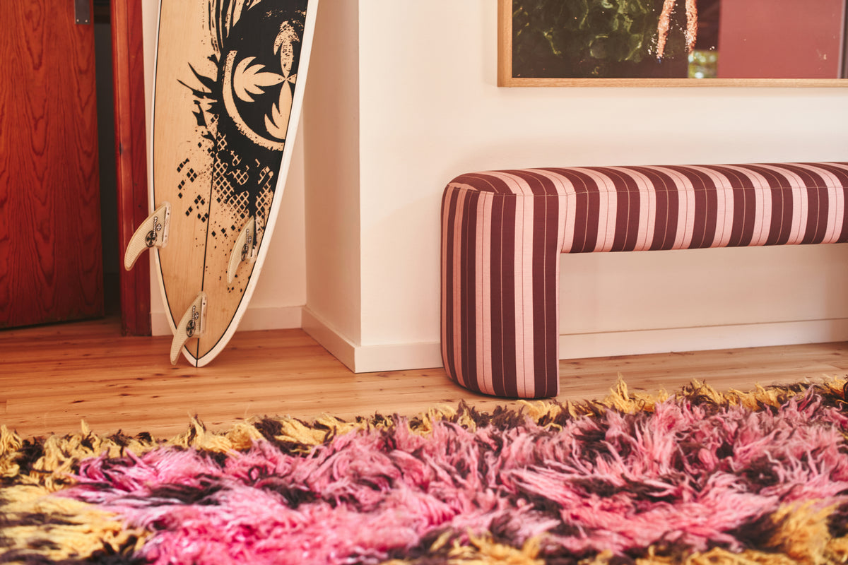 Lobby bench striped by HK Living  140x40x45cm