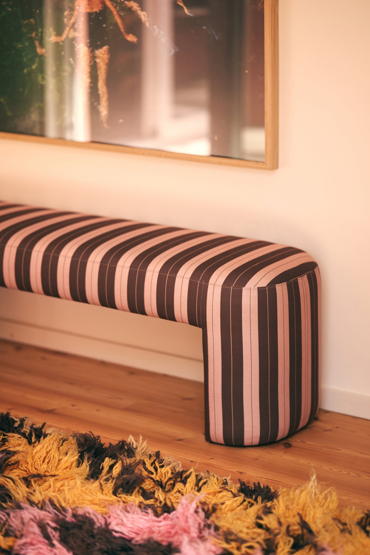 Lobby bench striped by HK Living  140x40x45cm
