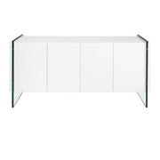 Credenza legno bianco e vetro temperato
