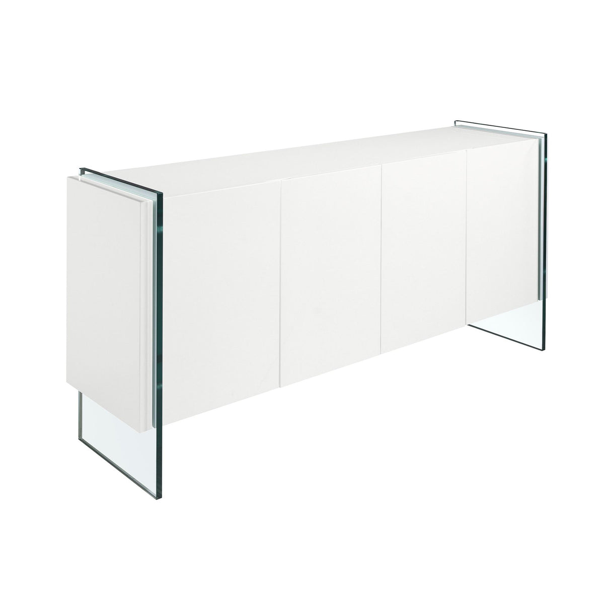 Credenza legno bianco e vetro temperato