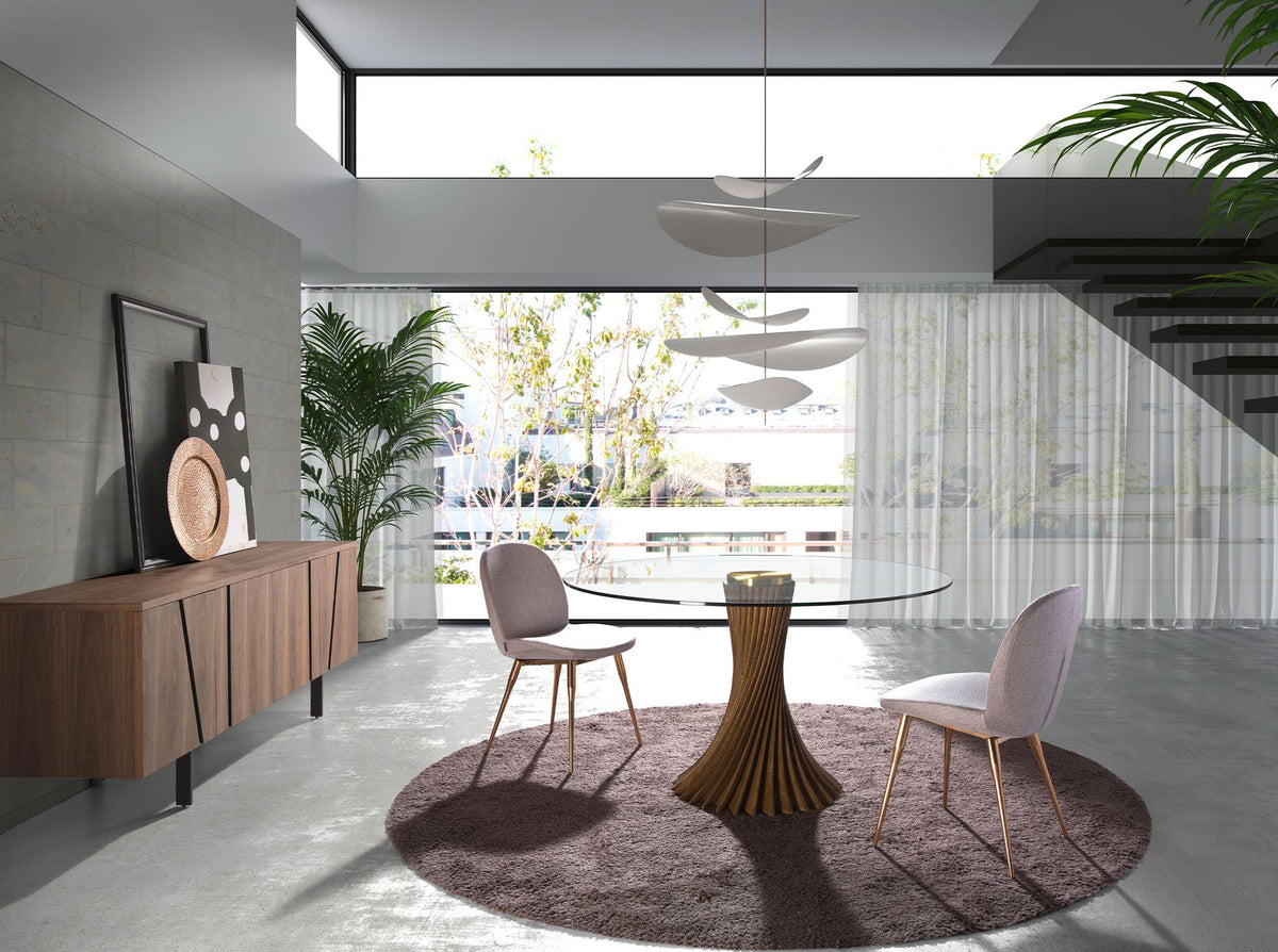 Credenza noce e acciaio nero