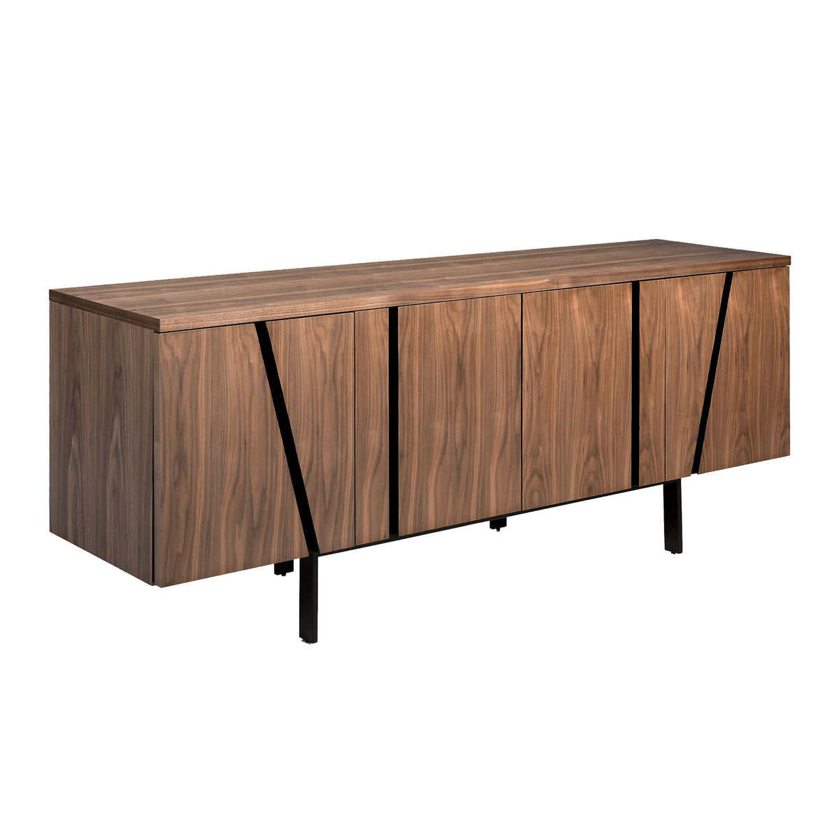 Credenza noce e acciaio nero