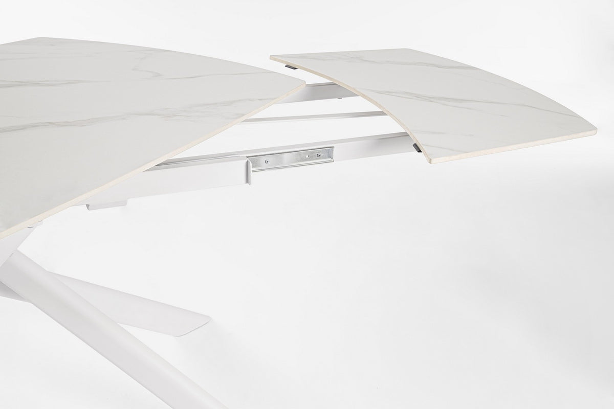 Tavolo allungabile in gres porcellanato effetto marmo 160-240x90 cm