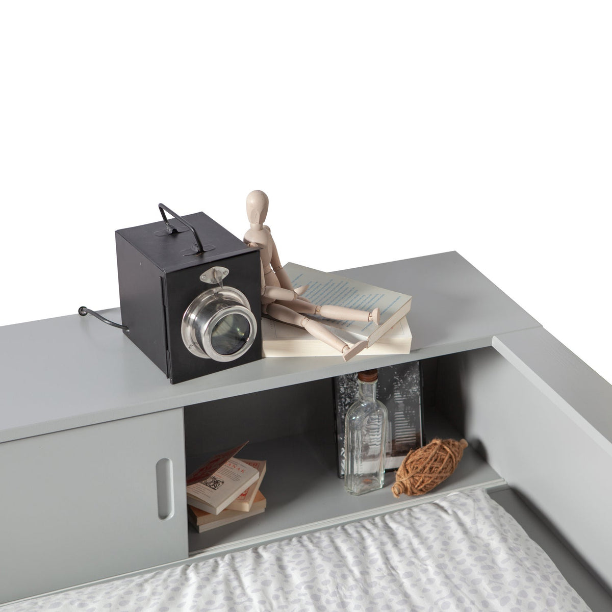 Letto angolare connect grigio cemento