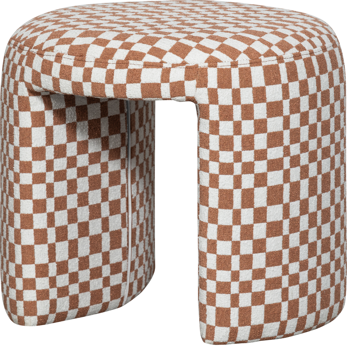 Set di 2 — Sgabello imbottito Charlie a scacchi arancio