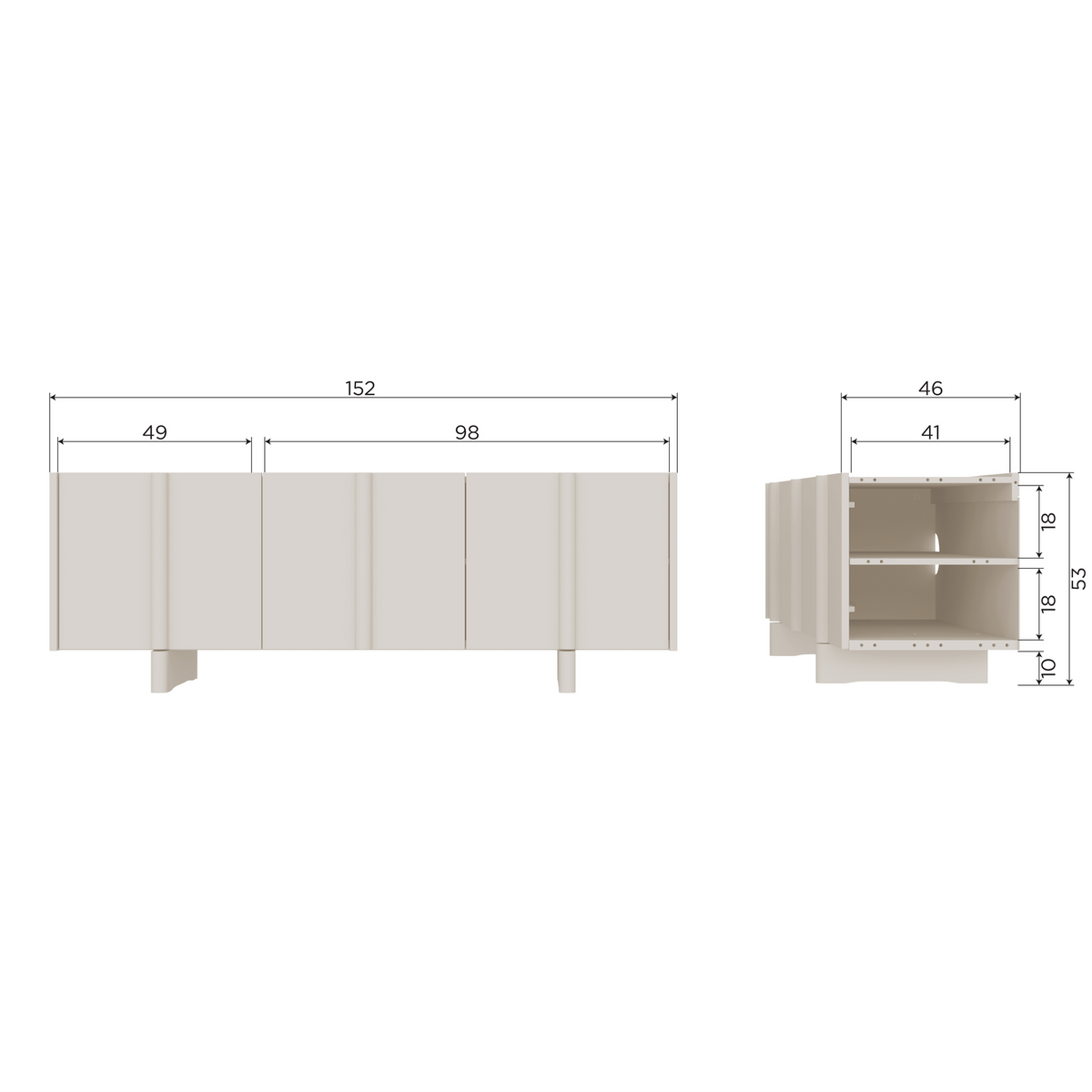 Mobile tv basu 152cm polvere di pino
