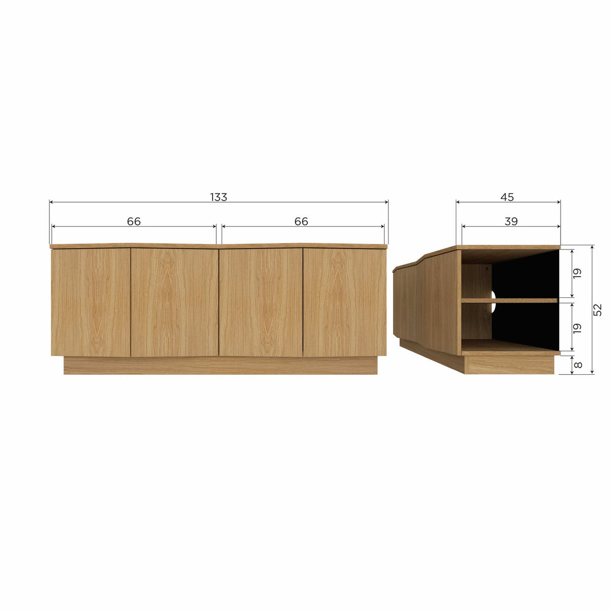 Zuma mobile tv 133cm rovere trasparente