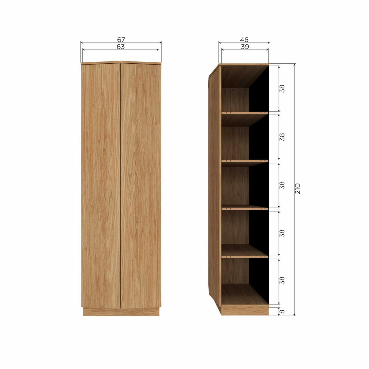 Zuma mobile alto 67cm rovere trasparente