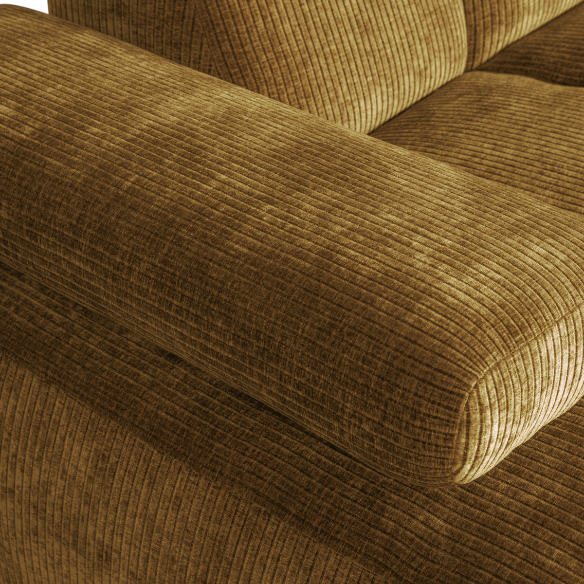 Divano chaise longue mojo sinistra tessuto a coste intrecciato giallo miele