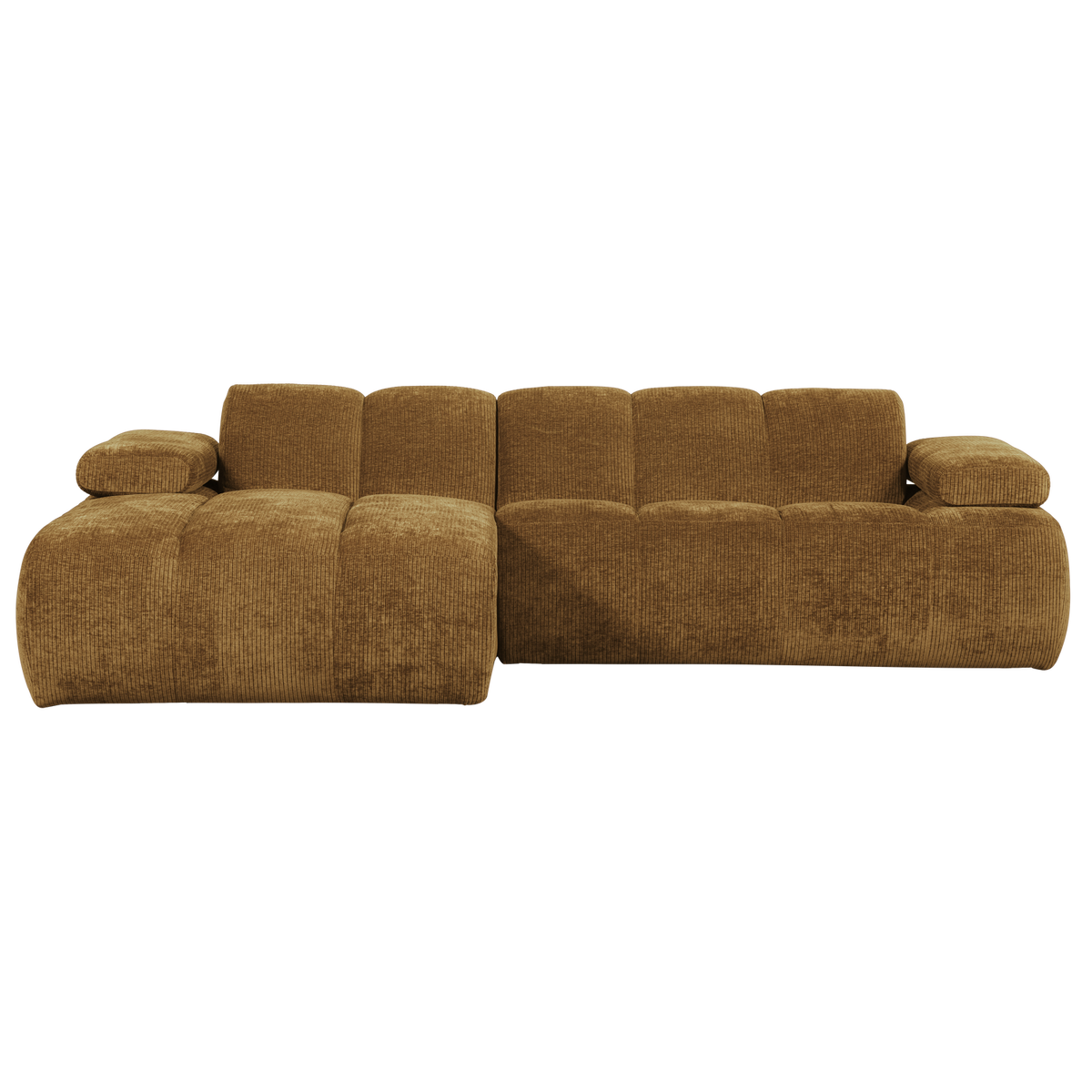Divano chaise longue mojo sinistra tessuto a coste intrecciato giallo miele