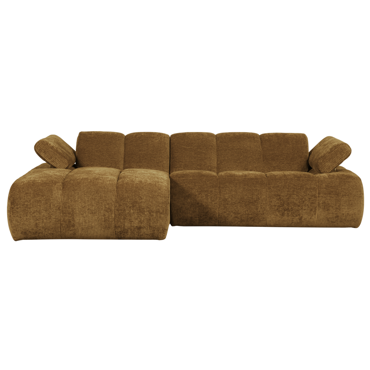 Divano chaise longue mojo sinistra tessuto a coste intrecciato giallo miele
