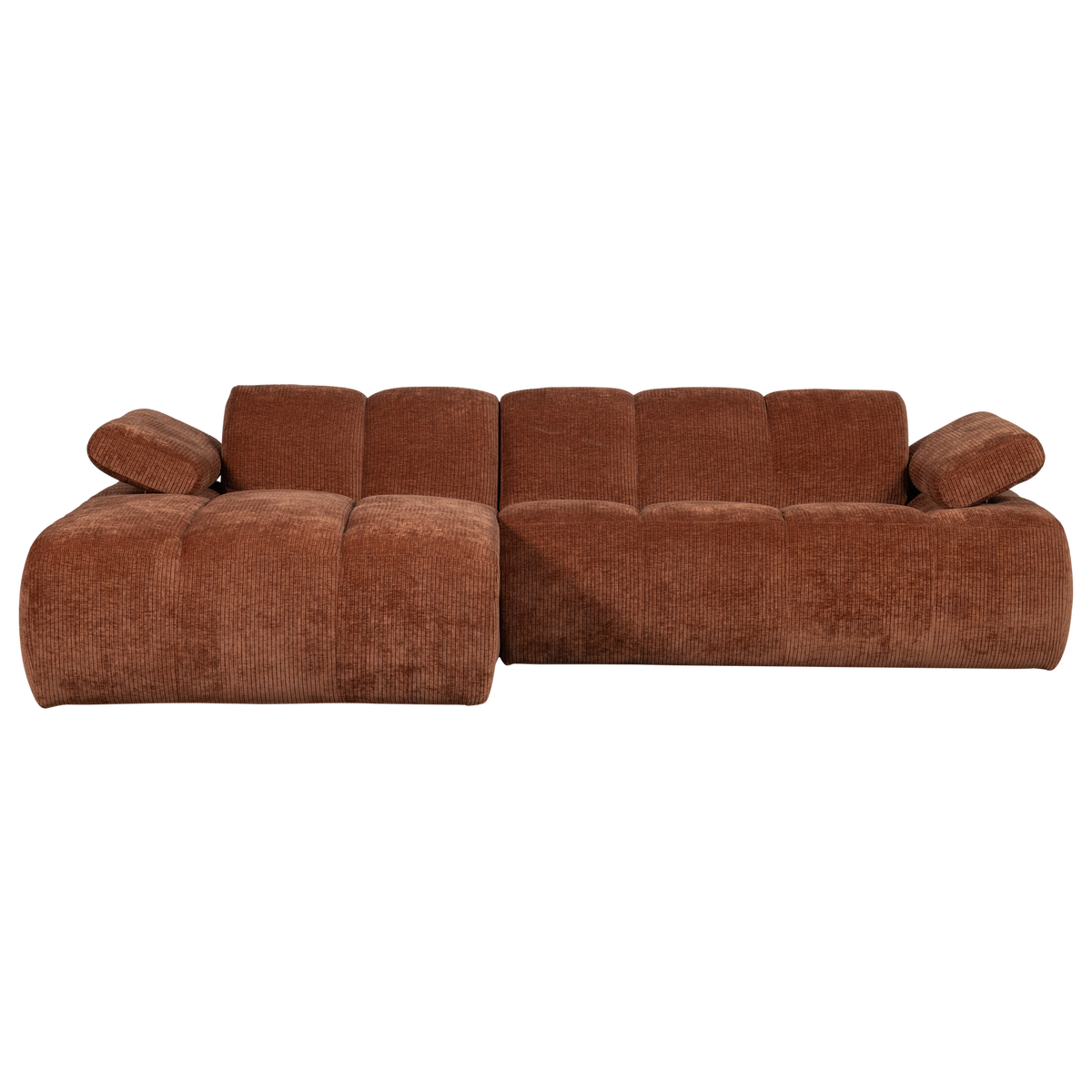 Divano chaise longue mojo sinistra tessuto a coste intrecciato marrone ruggine
