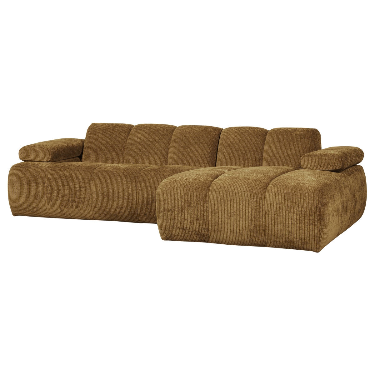 Divano chaise longue mojo destra tessuto a coste giallo miele
