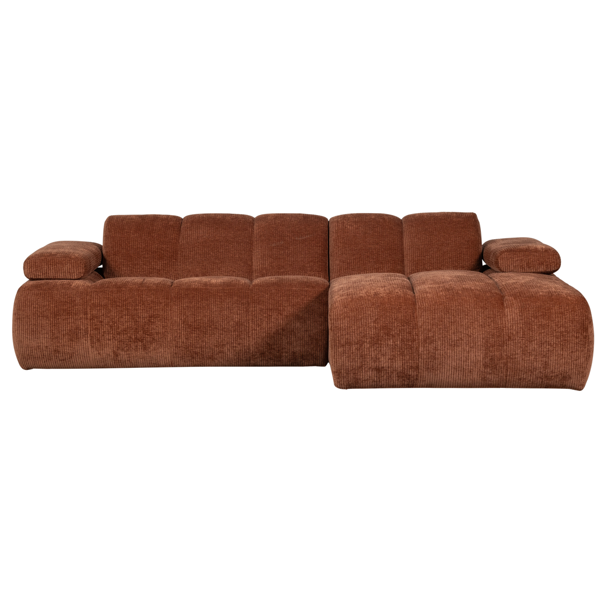 Divano chaise longue mojo destra tessuto a coste tessuto marrone ruggine