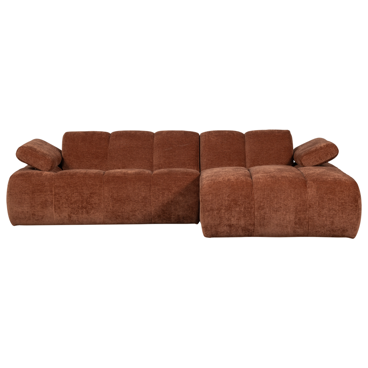 Divano chaise longue mojo destra tessuto a coste tessuto marrone ruggine