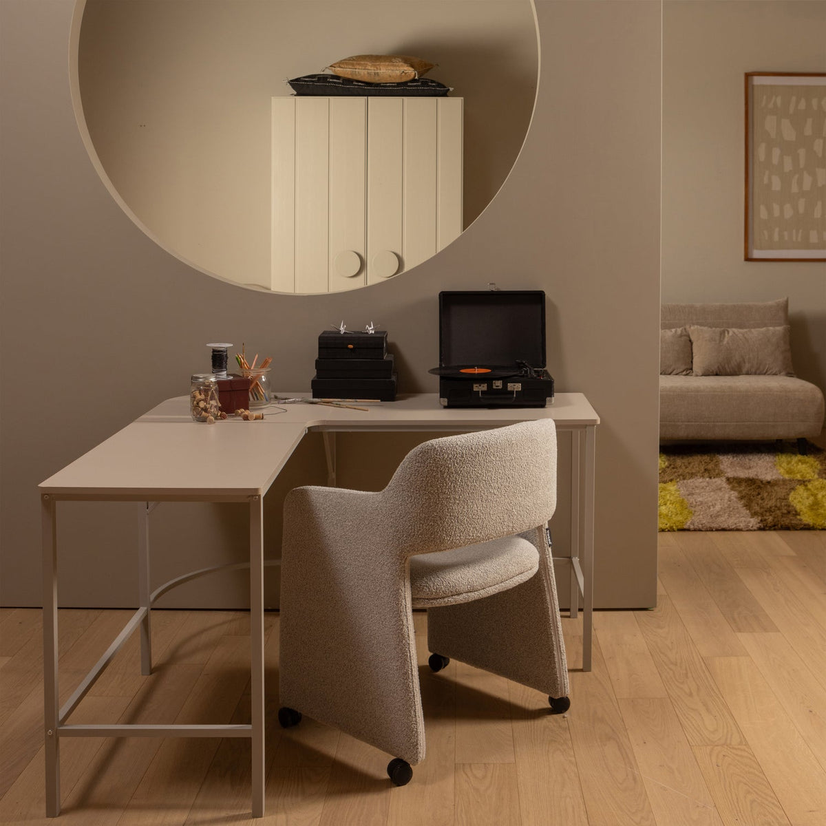 Sedia da pranzo lyric con ruote greige