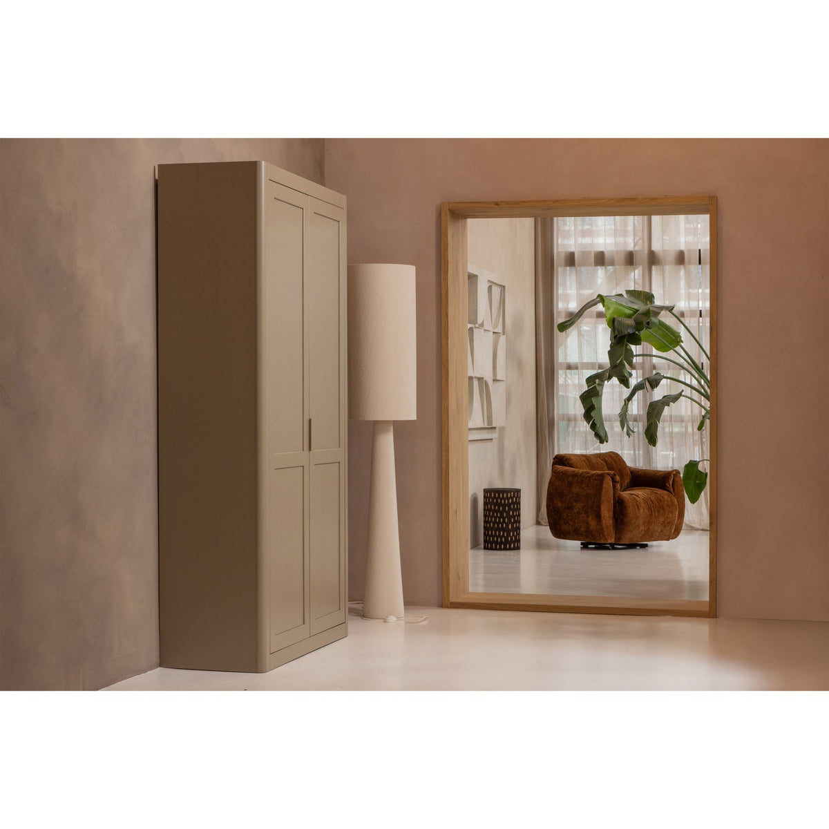 Lampada da terra loft xl metallo/bouclé naturale 187xø35cm