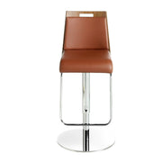 Sgabello girevole in ecopelle marrone e noce