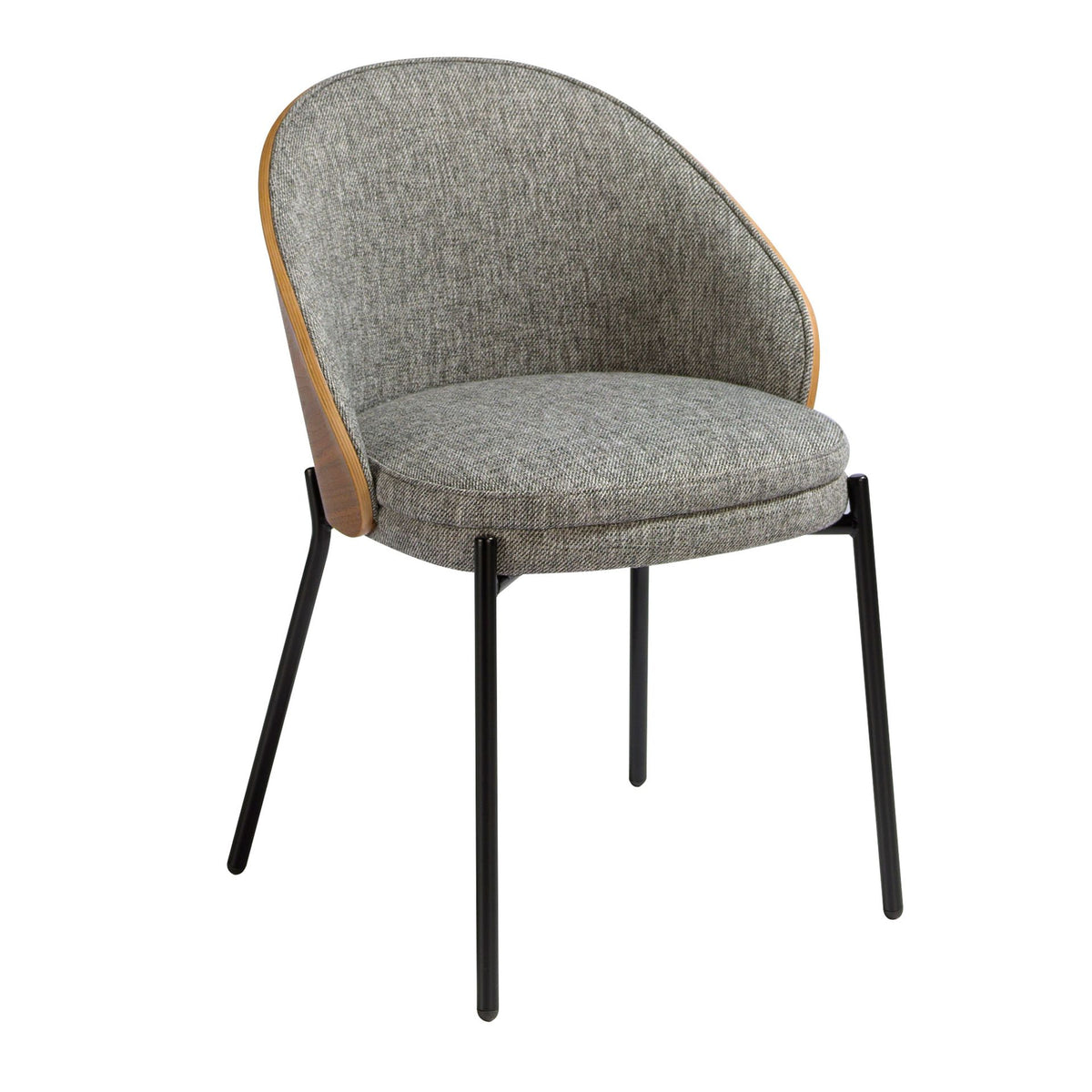 Sedia in tessuto grigio e noce