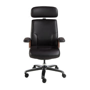 Sedia girevole da ufficio in similpelle nera