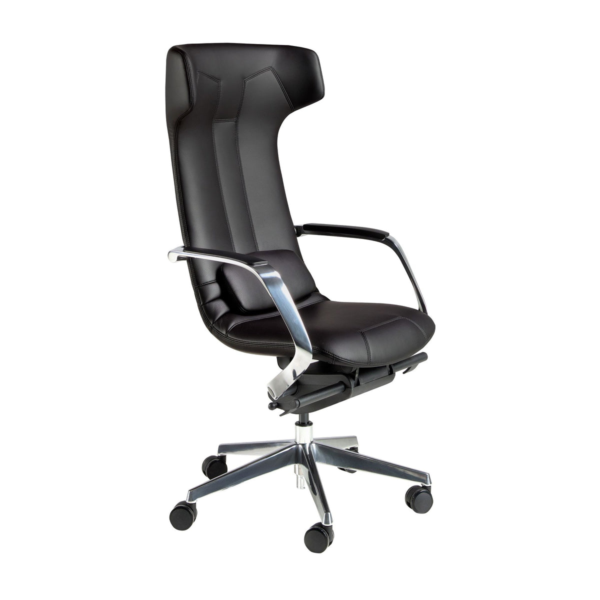 Sedia girevole da ufficio in similpelle nera