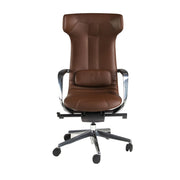 Sedia girevole da ufficio in similpelle marrone