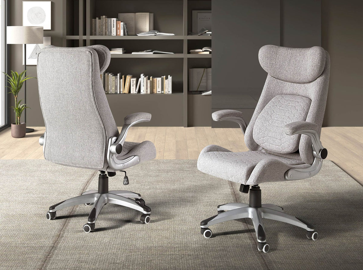 Sedia girevole da ufficio in tessuto grigio