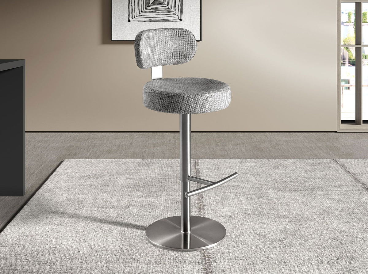 Sgabello girevole in tessuto grigio chiaro screziato