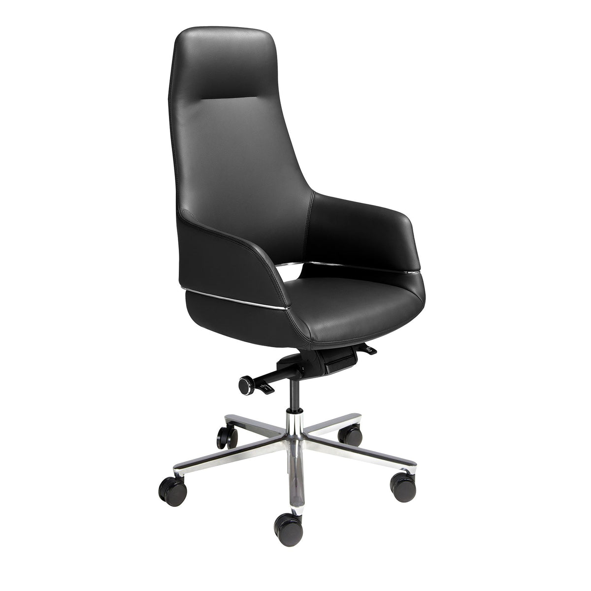 Sedia da ufficio girevole in similpelle nera