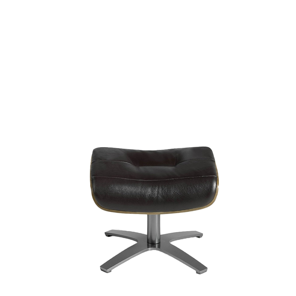 Pouf in pelle marrone cioccolato