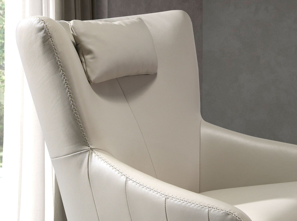 Poltrona girevole in pelle grigio taupe