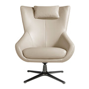 Poltrona girevole in pelle grigio taupe